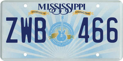 MS license plate ZWB466