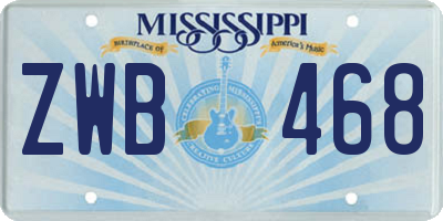 MS license plate ZWB468