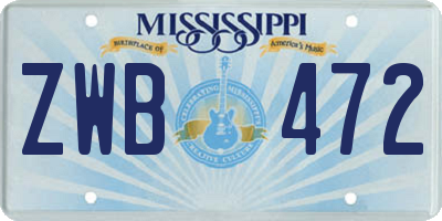 MS license plate ZWB472