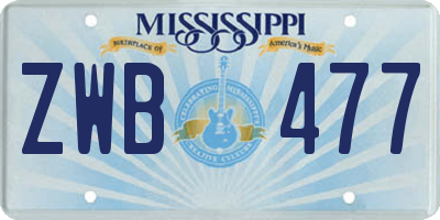 MS license plate ZWB477