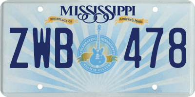 MS license plate ZWB478