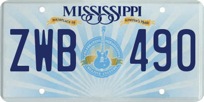 MS license plate ZWB490
