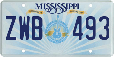 MS license plate ZWB493