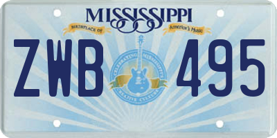 MS license plate ZWB495