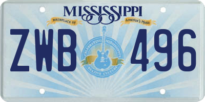 MS license plate ZWB496