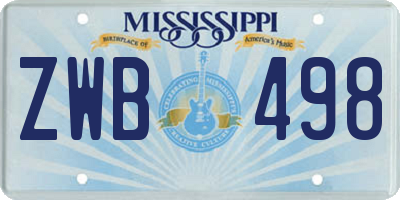 MS license plate ZWB498