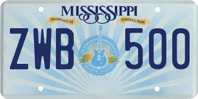 MS license plate ZWB500