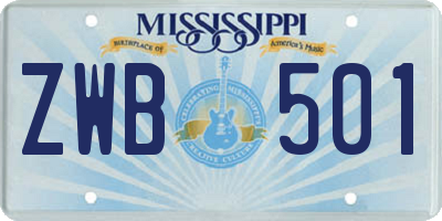 MS license plate ZWB501