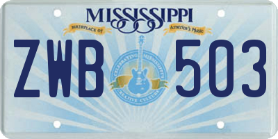 MS license plate ZWB503