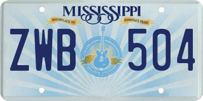 MS license plate ZWB504
