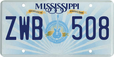MS license plate ZWB508