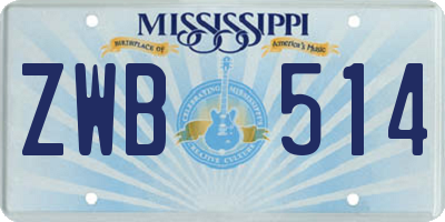 MS license plate ZWB514