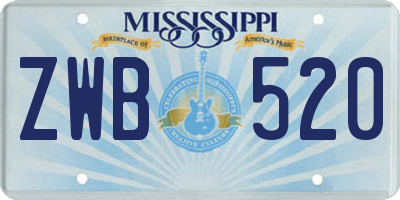 MS license plate ZWB520