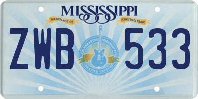 MS license plate ZWB533