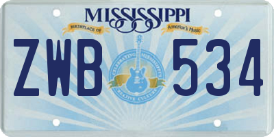 MS license plate ZWB534