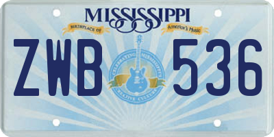 MS license plate ZWB536