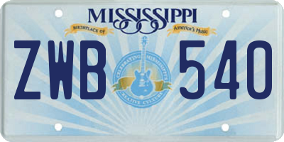 MS license plate ZWB540
