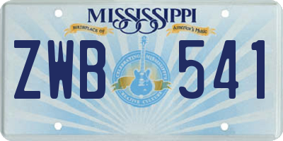 MS license plate ZWB541