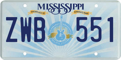 MS license plate ZWB551