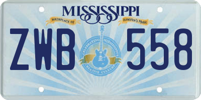 MS license plate ZWB558