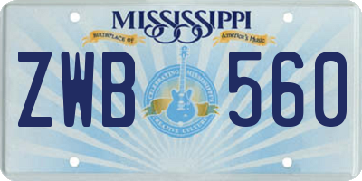 MS license plate ZWB560