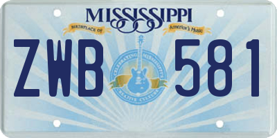 MS license plate ZWB581