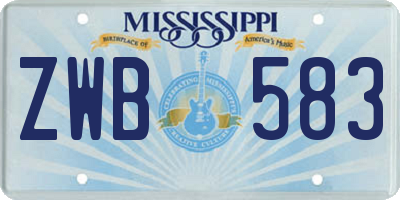 MS license plate ZWB583