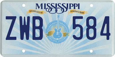 MS license plate ZWB584