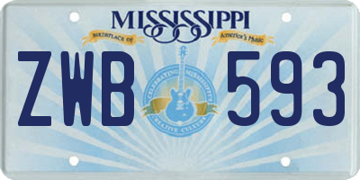 MS license plate ZWB593
