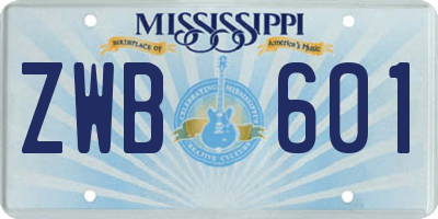 MS license plate ZWB601