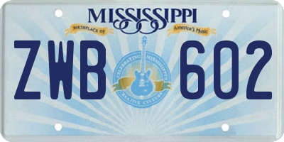 MS license plate ZWB602