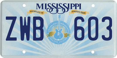 MS license plate ZWB603