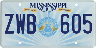 MS license plate ZWB605