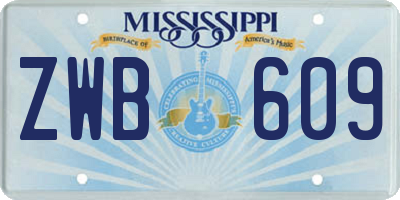 MS license plate ZWB609