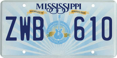 MS license plate ZWB610