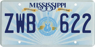 MS license plate ZWB622