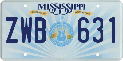 MS license plate ZWB631
