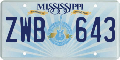 MS license plate ZWB643