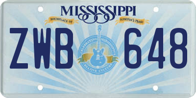 MS license plate ZWB648
