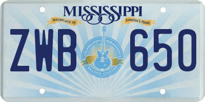 MS license plate ZWB650