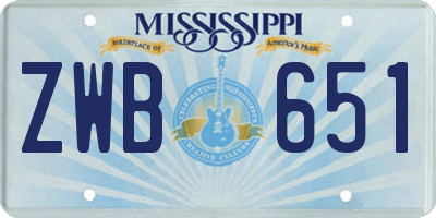 MS license plate ZWB651