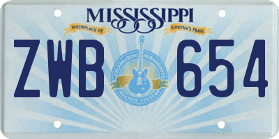 MS license plate ZWB654