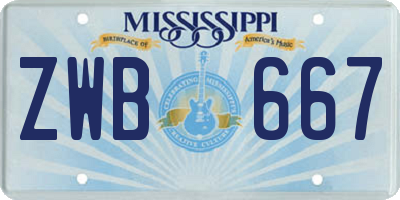 MS license plate ZWB667
