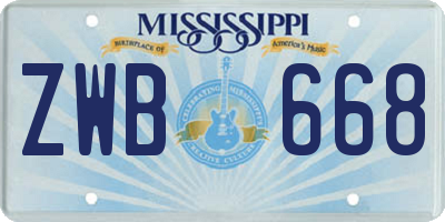 MS license plate ZWB668