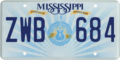 MS license plate ZWB684