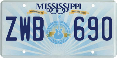 MS license plate ZWB690