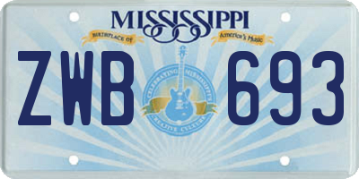 MS license plate ZWB693
