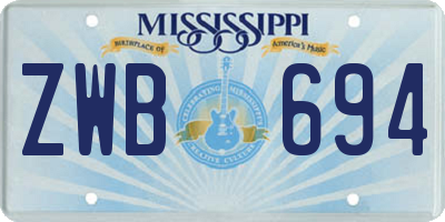 MS license plate ZWB694