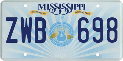 MS license plate ZWB698