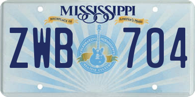 MS license plate ZWB704